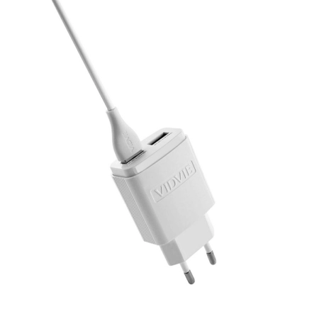 Ładowarka sieciowa 2XUSB 2.4A + kabel TYP C VIDVIE PLE245 biała